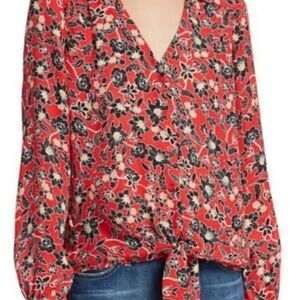 Parker Red Floral V-Neck Blouse